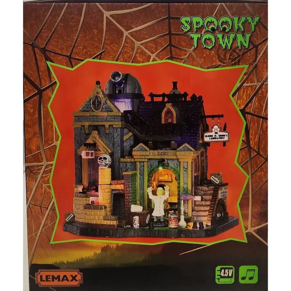 Lemax Spooky Town Dr. Gloom N. Doom’s Laboratory #35493 Brand New Sights & Sound